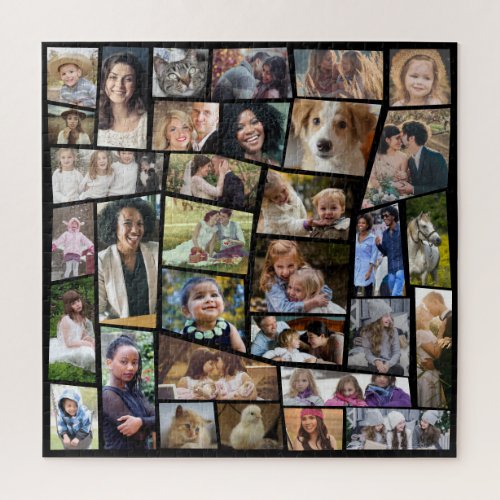 Family Photo Collage 33 Cut Out Pics Easy Template Jigsaw Puzzle