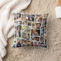 Family Photo Collage 33 Cut Out Pics Easy Template Throw Pillow