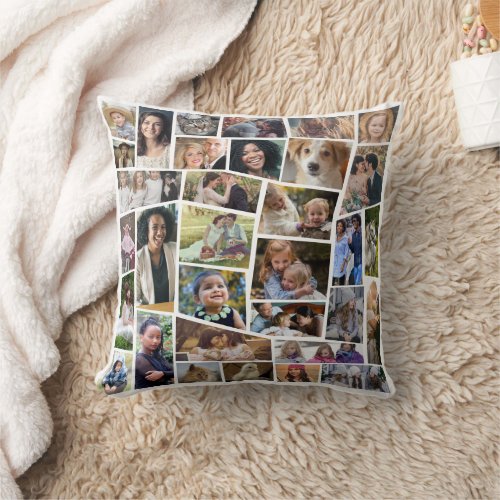Family Photo Collage 33 Cut Out Pics Easy Template Throw Pillow