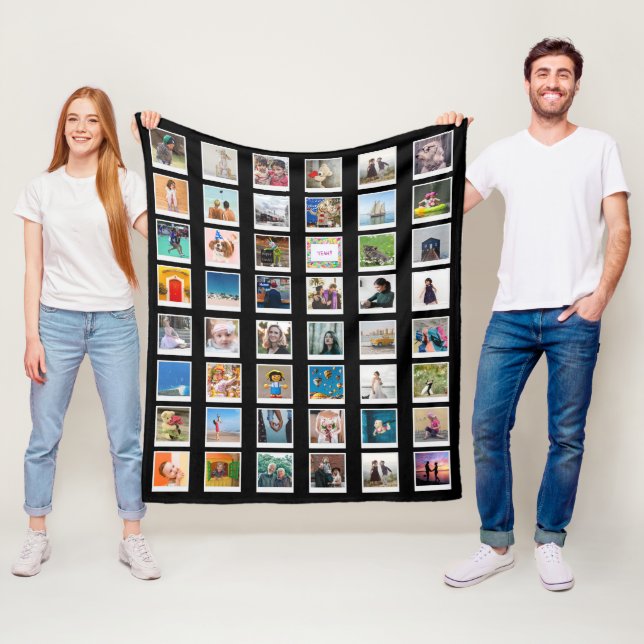 Family Photo Collage 48 Photographs Personalized F Fleece Blanket (In Situ)