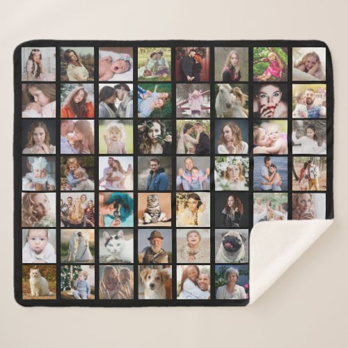 Family Photo Collage 56 Square Pics Easy Custom Bk Sherpa Blanket