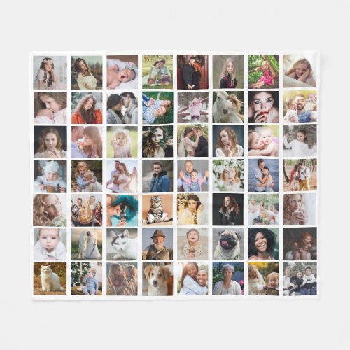 Family Photo Collage 56 Square Picture Easy Custom Fleece Blanket