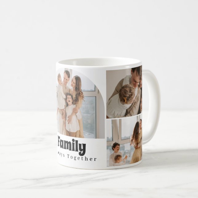 Family Photo Collage - 5 Photos and Custom Text  Coffee Mug (Front Right)