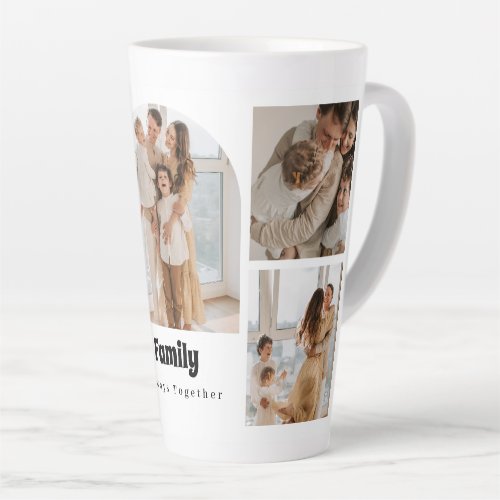 Family Photo Collage _ 5 Photos and Custom Text  Latte Mug