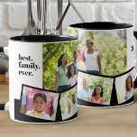 Family Photo Collage - 5 Photos and Custom Text Mug<br><div class="desc">Personalize this black and white coffee mug with your favorite photos. The photo template is set up ready for you to add up to 5 of your own pictures. The main photo will be used as the background and the remaining 4 photos will be laid out in a zig-zag photo...</div>