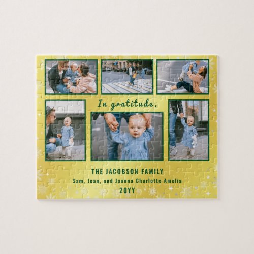 Family Photo Collage 6 Images Golden Personalized Jigsaw Puzzle