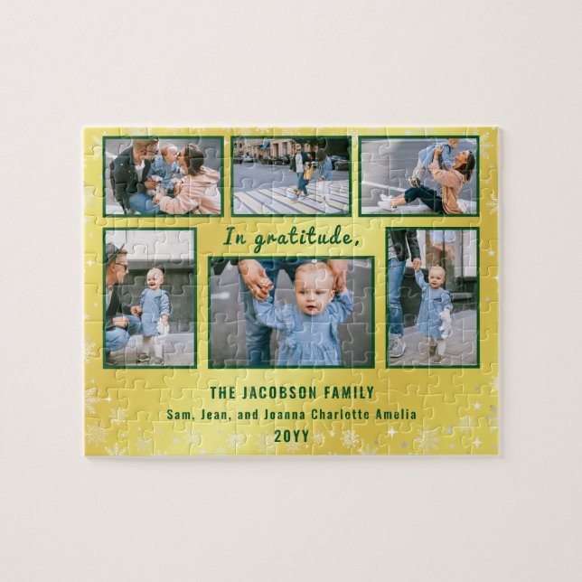 Family Photo Collage 6 Images Golden Personalized Jigsaw Puzzle (Horizontal)