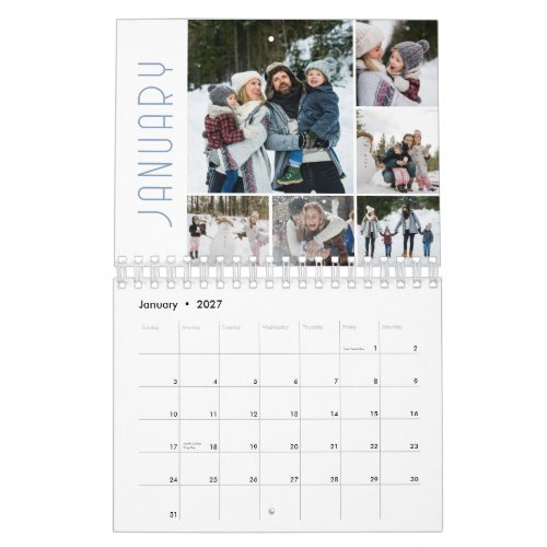 Family Photo Collage 6 Per Month Modern Calendar