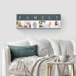 FAMILY Photo Collage 6 Picture Slate Grey Canvas Print<br><div class="desc">Personalized stretched canvas print with the word FAMILY lettered above your photos. The photo template is set up for you to add 6 of your favorite pictures, which are displayed in square format in a simple, strip style, photo collage. This smart and stylish custom piece of wall art has a...</div>