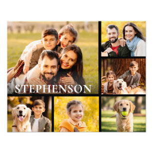 Family Photo Collage 6 Pictures Name Black