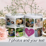 Family photo collage 7 photos custom name text coffee mug