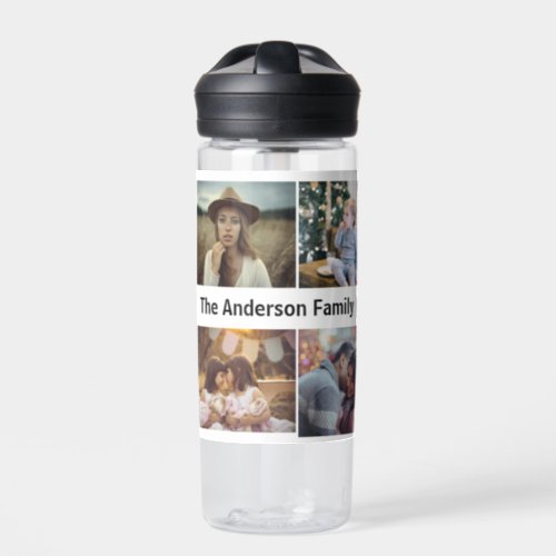 Family Photo Collage 8 Custom Picture  Name White Water Bottle