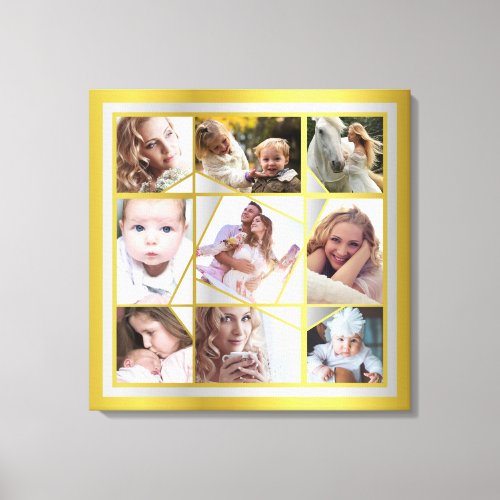 Family Photo Collage 9 Instagram Pic Gold Silver Canvas Print