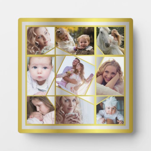 Family Photo Collage 9 Instagram Pic Gold Silver Plaque