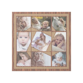 Family Photo Collage 9 Instagram Pics Wood Burlap Gallery Wrap by PictureCollage at Zazzle