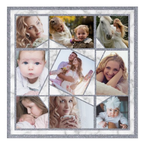 Family Photo Collage 9 Instagram Pictures  Marble Acrylic Print