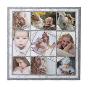Family Photo Collage 9 Instagram Pictures   Marble Ceramic Tile