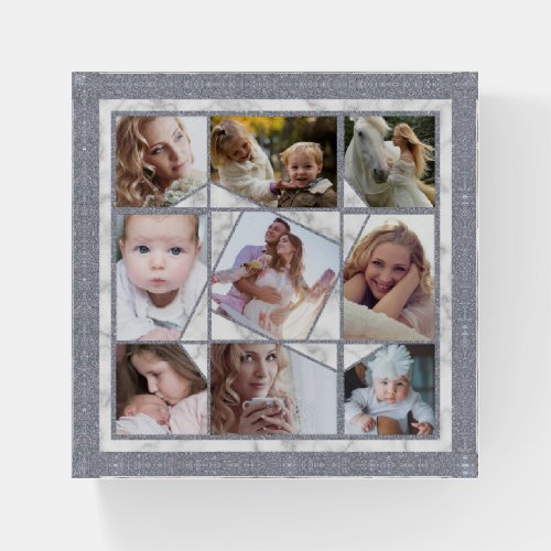 Family Photo Collage 9 Instagram Pictures  Marble Paperweight