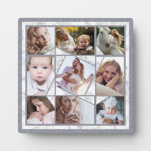 Family Photo Collage 9 Instagram Pictures Marble Plaque