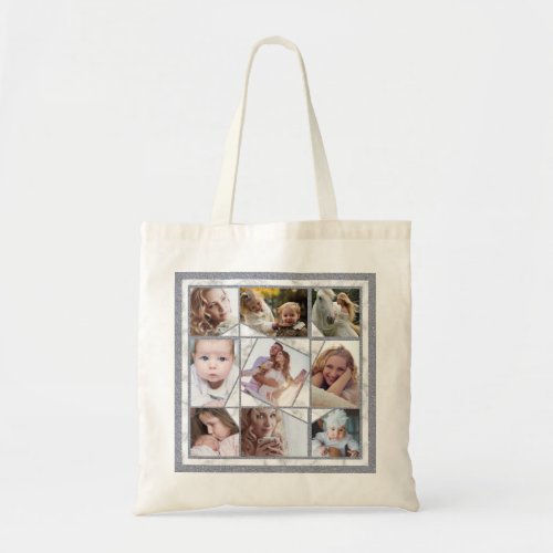 Family Photo Collage 9 Instagram Pictures  Marble Tote Bag