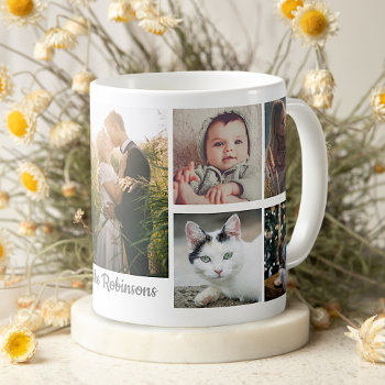 Family Photo Collage 9 Pictures Monogram Easy Diy Coffee Mug by PictureCollage at Zazzle
