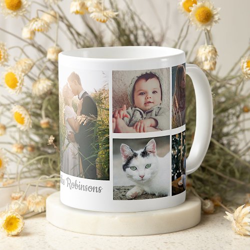 Family Photo Collage 9 Pictures Monogram Easy DIY Coffee Mug