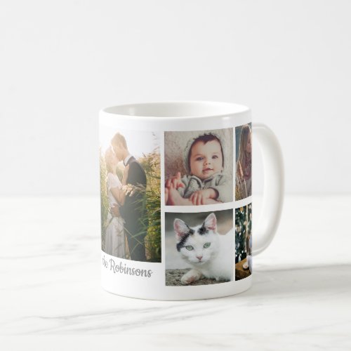 Family Photo Collage 9 Pictures Monogram Easy DIY Coffee Mug