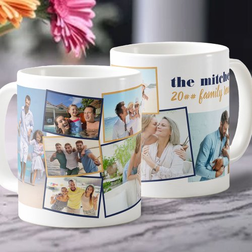 Family Photo Collage _ Add 7 Photos  Custom Text Coffee Mug