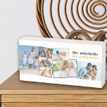 Family Photo Collage - Add 7 Photos & Custom Text Wooden Box Sign<br><div class="desc">Create your own photo block and add your custom text - perfect for family reunion or vacation photos. The photo template is ready for you to add 7 of your favorite pictures which are automatically displayed in a zigzag random picture montage. Some of your pictures are framed, some are not...</div>