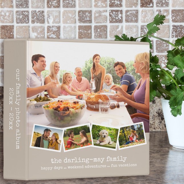 Family Photo Collage Album Zigzag Strip Mushroom 3 Ring Binder (Creator Uploaded)