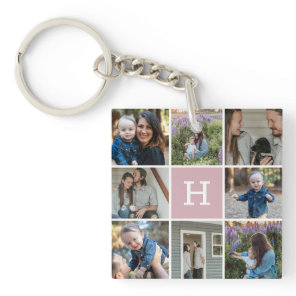 Family Photo Collage and Monogram Keychain
