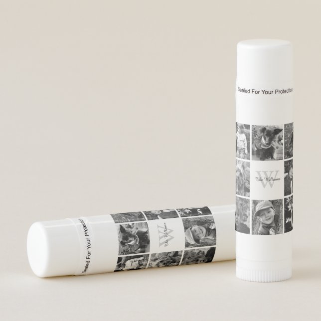 Family Photo Collage and Monogram Lip Balm (Front)