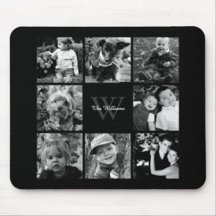 Family Photo Collage and Monogram Mouse Pad