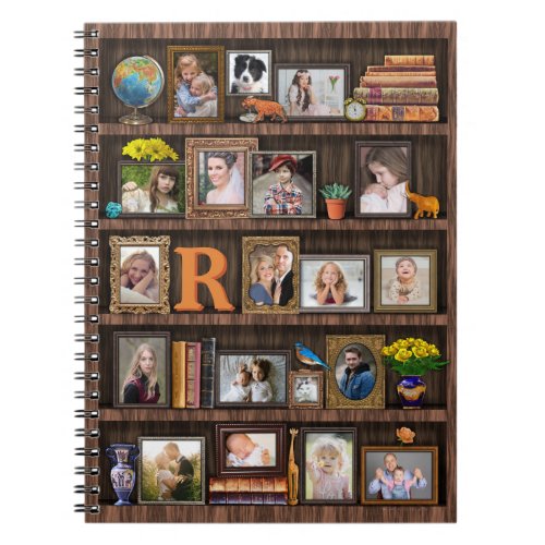 Family Photo Collage Antique Bookcase Personalized Notebook