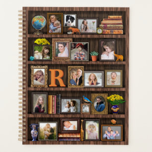 Family Photo Collage Antique Bookcase Personalized Planner