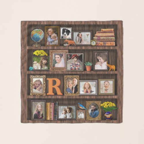 Family Photo Collage Antique Bookcase Personalized Scarf