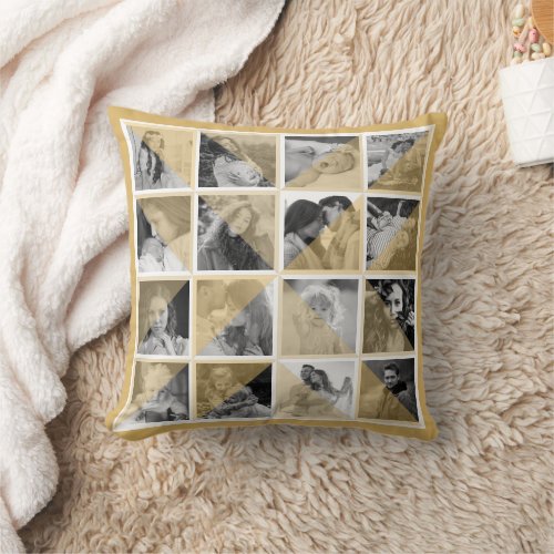 Family Photo Collage Artistic Sepia Instagram Pics Throw Pillow