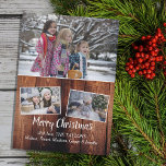 Family photo collage barn wood Merry Christmas Holiday Card<br><div class="desc">Family photo collage barn wood Merry Christmas Holiday card.
You can add your own photos,  text and names and create a very personal and unique Christmas card.</div>