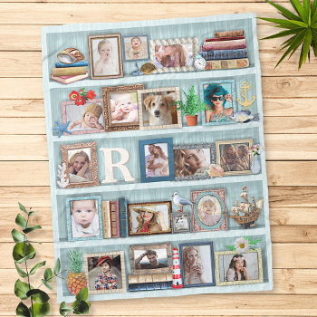 Family Photo Collage Beach Bookcase Personalized Fleece Blanket by PictureCollage at Zazzle
