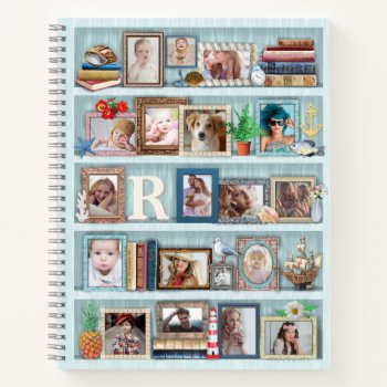 Family Photo Collage Beach Bookcase Personalized Notebook by PictureCollage at Zazzle