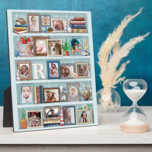 Family Photo Collage Beach Bookcase Personalized Plaque