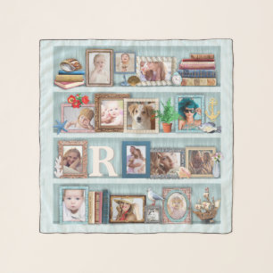 Family Photo Collage Beach Bookcase Personalized Scarf