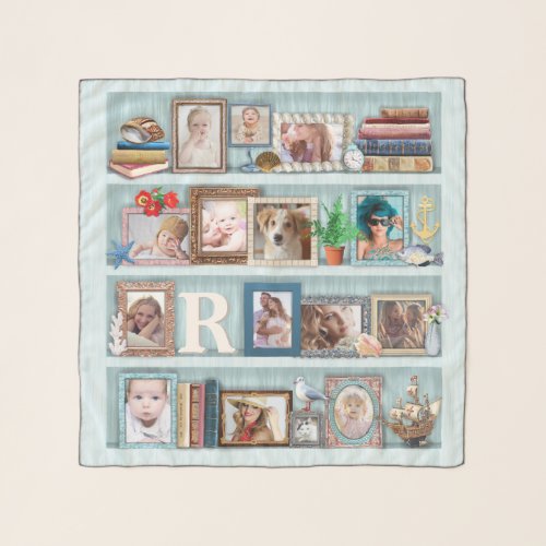 Family Photo Collage Beach Bookcase Personalized Scarf