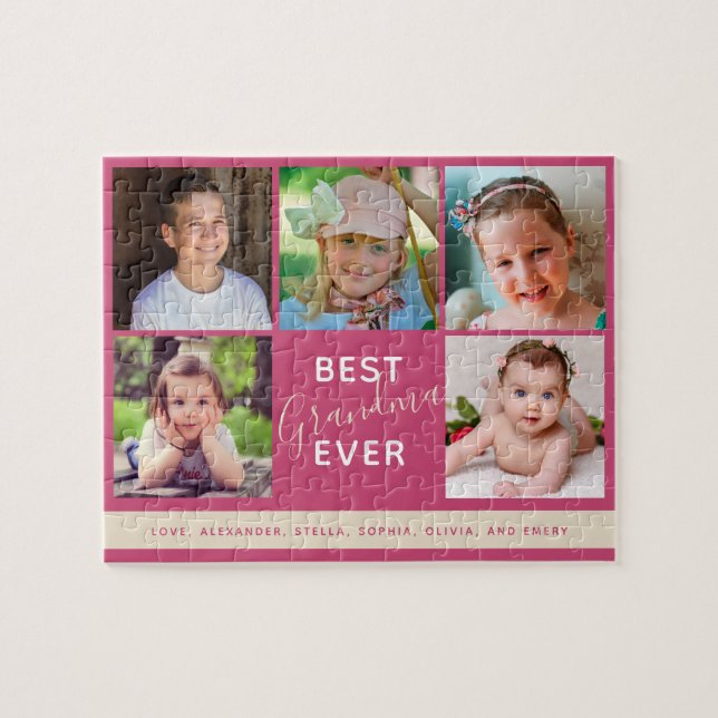 Family Photo Collage Best Grandma Ever Jigsaw Puzzle (Horizontal)