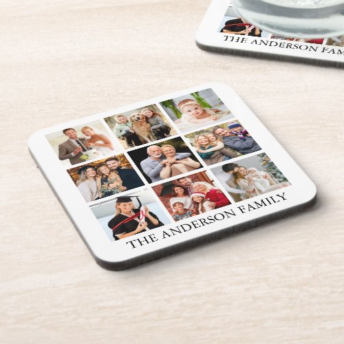 Family Photo Collage Beverage Coaster