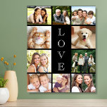 Family Photo Collage Black Acrylic Photo Tile<br><div class="desc">A black photo collage peel and stick acrylic photo wall tile to celebrate your family. Personalize with 10 photos of  your family members,  pets,  travels and memories. "LOVE" is written down the middle in elegant white typography.</div>