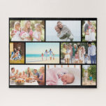 Family Photo Collage Black Masonry Grid Custom Jigsaw Puzzle<br><div class="desc">Create your own custom photo puzzle. This photo collage has a black, masonry grid layout which you can customize with your own photos. The photo template is set up ready for you to display 9 of your favorite family pictures which will automatically display in the masonry style. The design provides...</div>