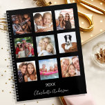 Family photo collage black monogram 2025 planner<br><div class="desc">Make your own unique family photo collage as a gift for your mom, wife or yourself. Use four, 9 of your favorite photos of your family, friends, dream travel destination or pet! Personalize and add a name and a year. The name is written with a modern hand lettered style script....</div>