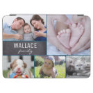 Family photo collage blue lines chalkboard block iPad air cover Family photo collage blue lines chalkboard block iPad air cover