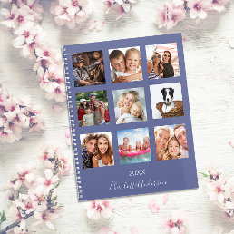 Family photo collage blue name script 2024 planner